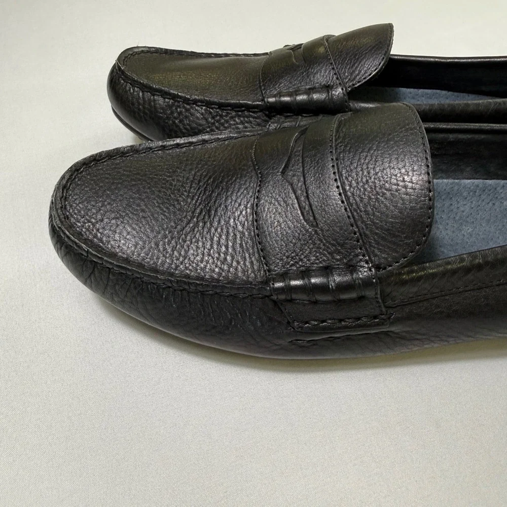 Polo Ralph Lauren Wes Driving Loafer Mens 10D Black Pebbled Leather Penny Shoes